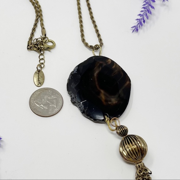 Gimmicks BKE Boho Geode Stone Tassel Statement Necklace - Picture 3 of 5